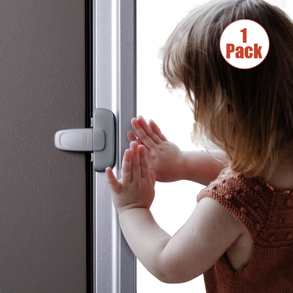 EUDEMON 1 Pack Home Refrigerator Fridge Freezer Door Lock Latch Catch Toddler Kids Child Cabinet Locks Baby Safety Child Lock Easy to Install and Use 3M Adhesive no Tools Need or Drill (Grey)