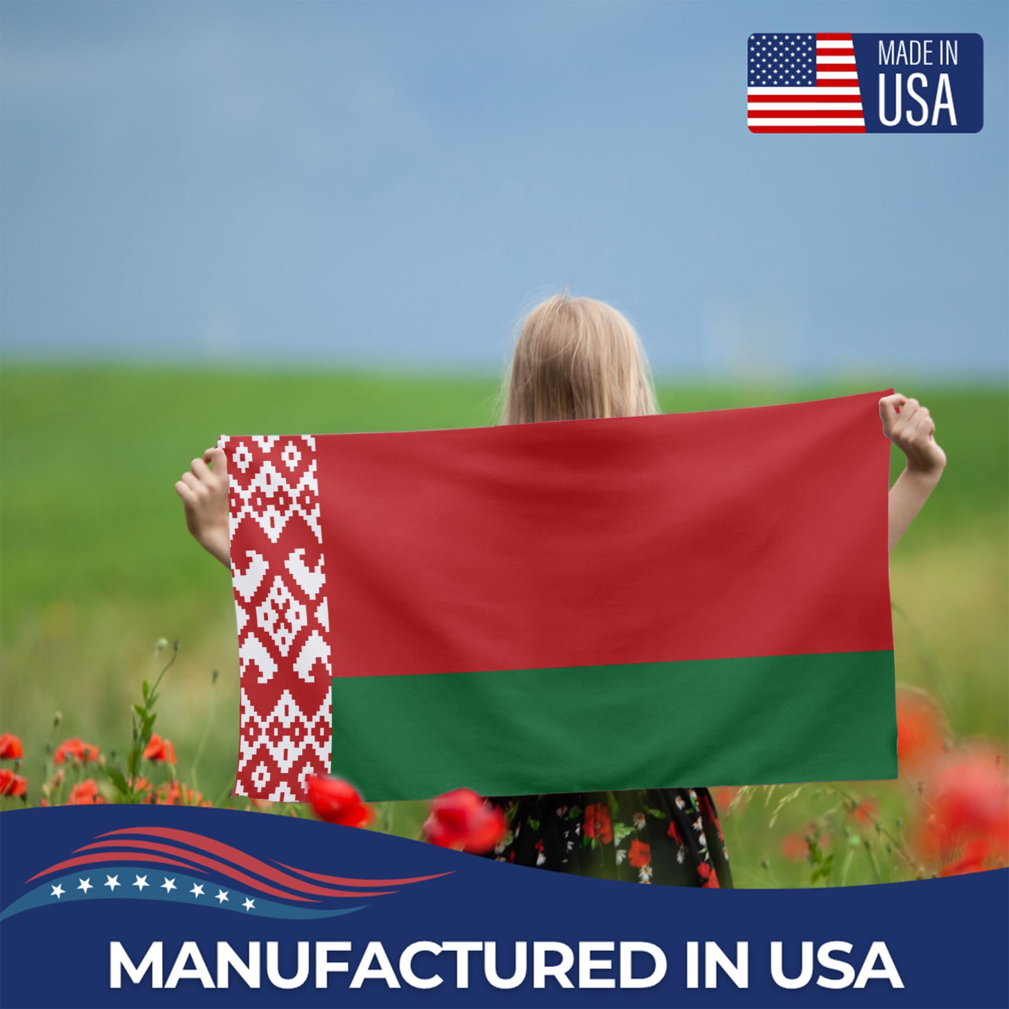 Belarus Outdoor Flag (1x1.5ft) by DreamController - Durable, Fade-Resistant Polyester, Double-Stitched, Brass Grommets - HD Printed Eastern Europe Flag - Made in USA