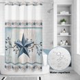 thumbnail image 2 of No Hook Shower Curtain, Texas Star Blue Shower Curtains for Bathroom with See Through Top Window, Farmhouse Country Branches Wooden Grain Waterproof & Washable Bath Curtain Narrow 54"x78", 2 of 9