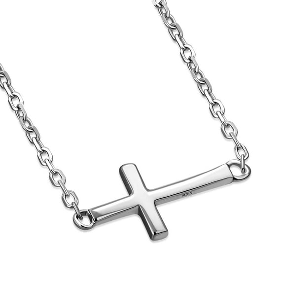 My Daily Styles 925 Sterling Silver Sideways Cross Necklace for Women