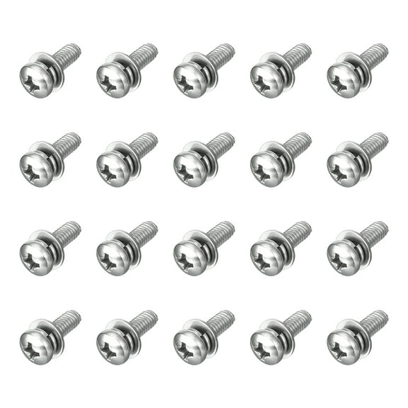 M4 x 12mm 304 Stainless Steel Phillips Pan Head Machine Screws Bolts Combine with Spring Washer and Plain Washers 20Pack