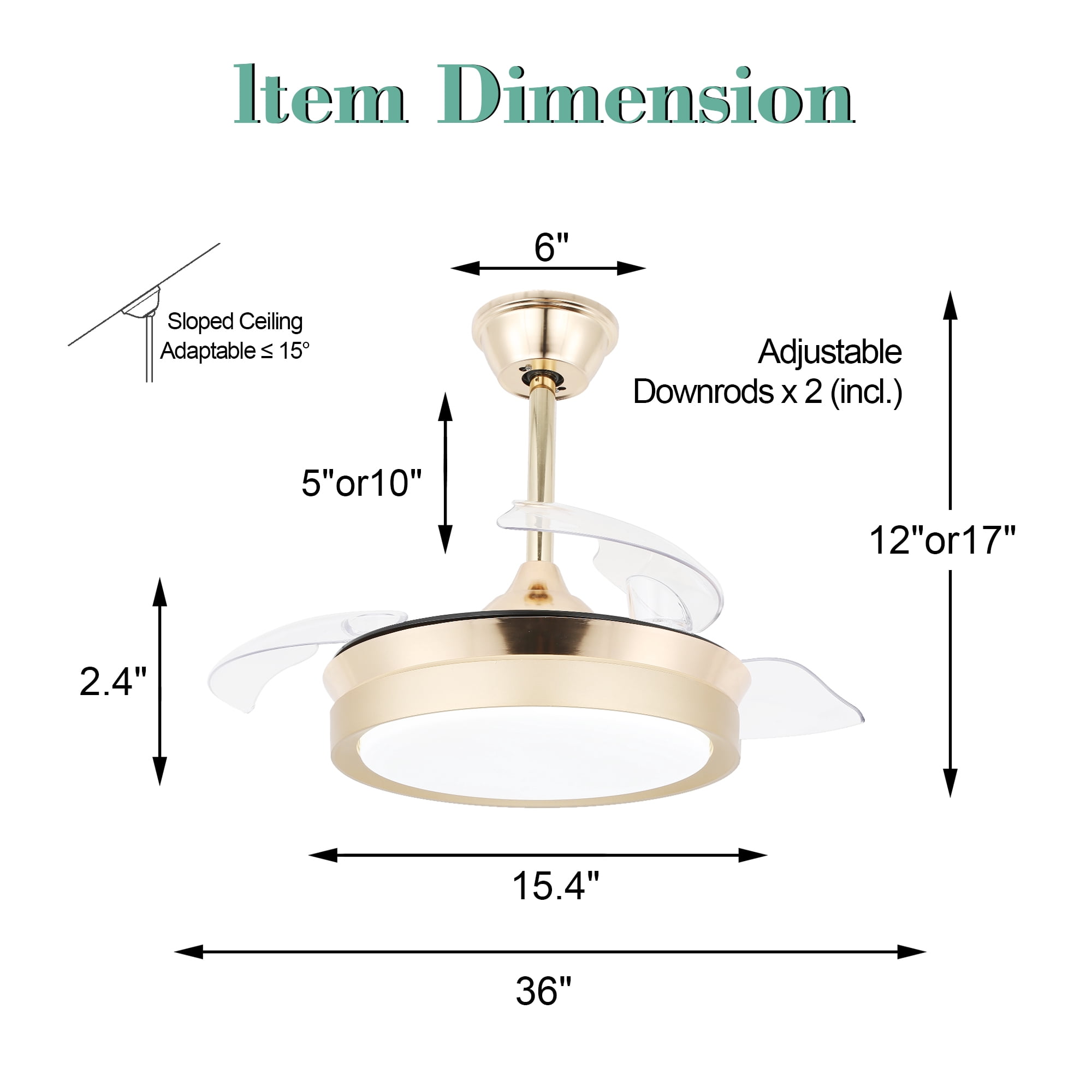 USMJQVZ 36W LED Macaron Modern Ceiling Fan With Light - Invisible Blades, Remote Control, 3 Speeds & Color Temps