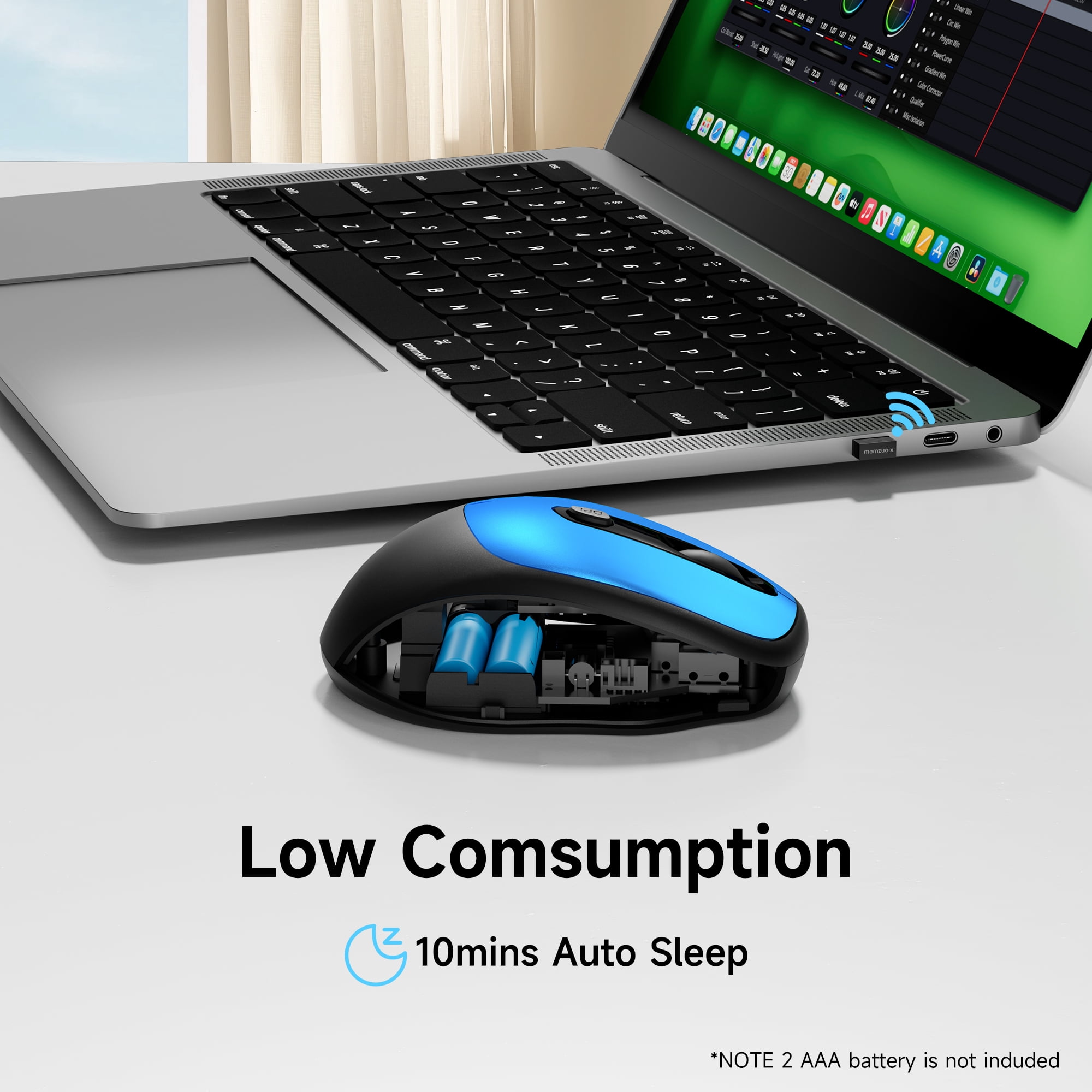 Memzuoix Wireless Computer Mouse, 3 DPI Option Laptop Mouse with