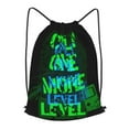 thumbnail image 1 of XMXT Waterproof Gym Bag, Game Mode Slogan Green Prints Drawstring Backpack for Men, s Black, 1 of 8