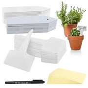 LotFancy 150 White Plant Labels, T-Type Garden Markers with Oil-Based Marker
