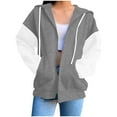 thumbnail image 6 of cocolona Womens Zip Up Hoodie Fall Winter Long Sleeve Drawstring Hooded Jacket Color Block Oversized Sweatshirts Tops with Pockets, 6 of 6