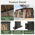 thumbnail image 6 of Aoxun 10'x12' Lean to Gazebo with Mosquito Net and Curtains, Aluminum Frame, Polycarbonate Panel, Wall Mounted Pergola with Sloped Roof for Backyard, Porch, Deck, 6 of 10