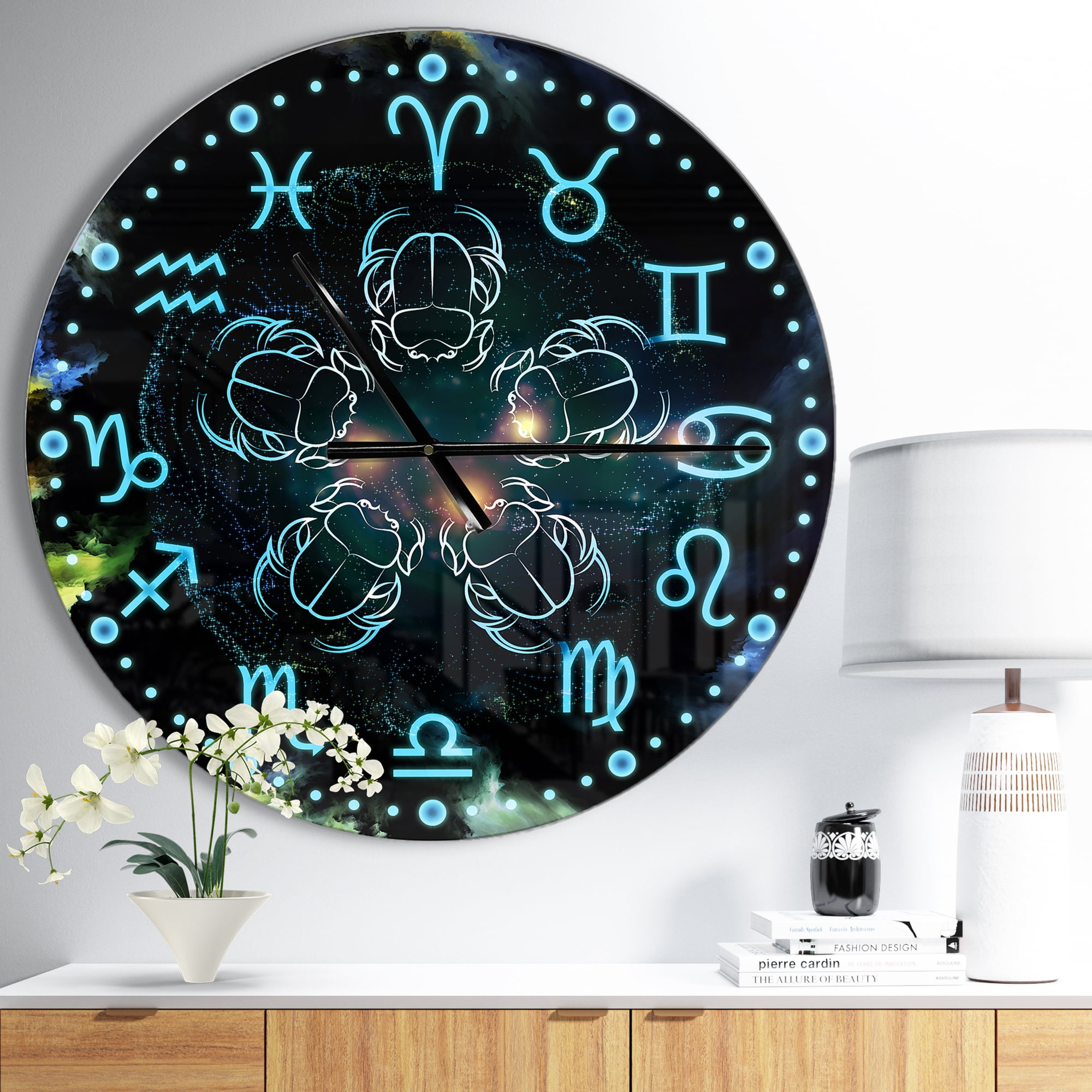 Designart 'Astrology with scarabs' Modern wall clock