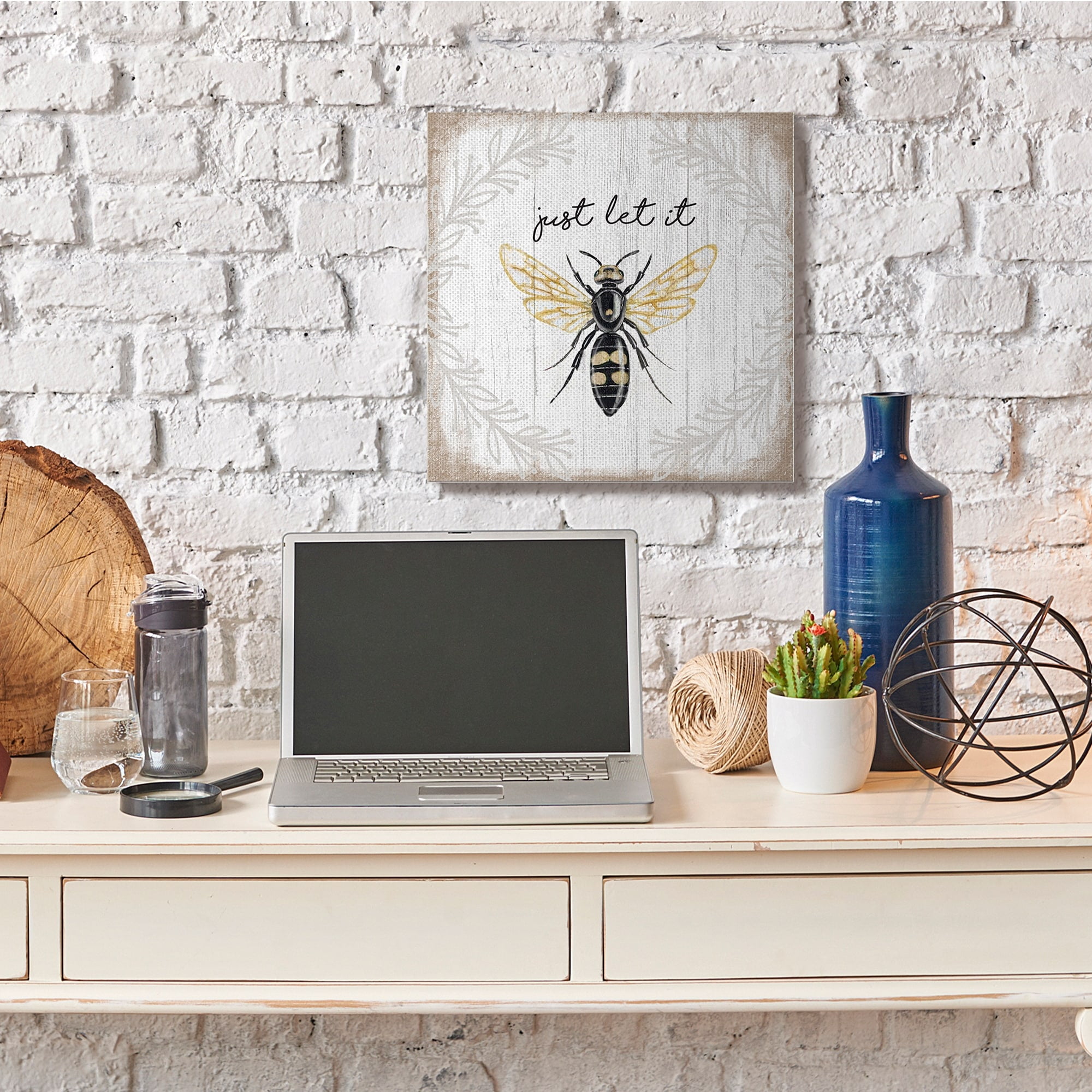 Stupell Industries Just Let it Be Sentiment Country Bee Pun,24 x 24,Designed by Elizabeth Tyndall