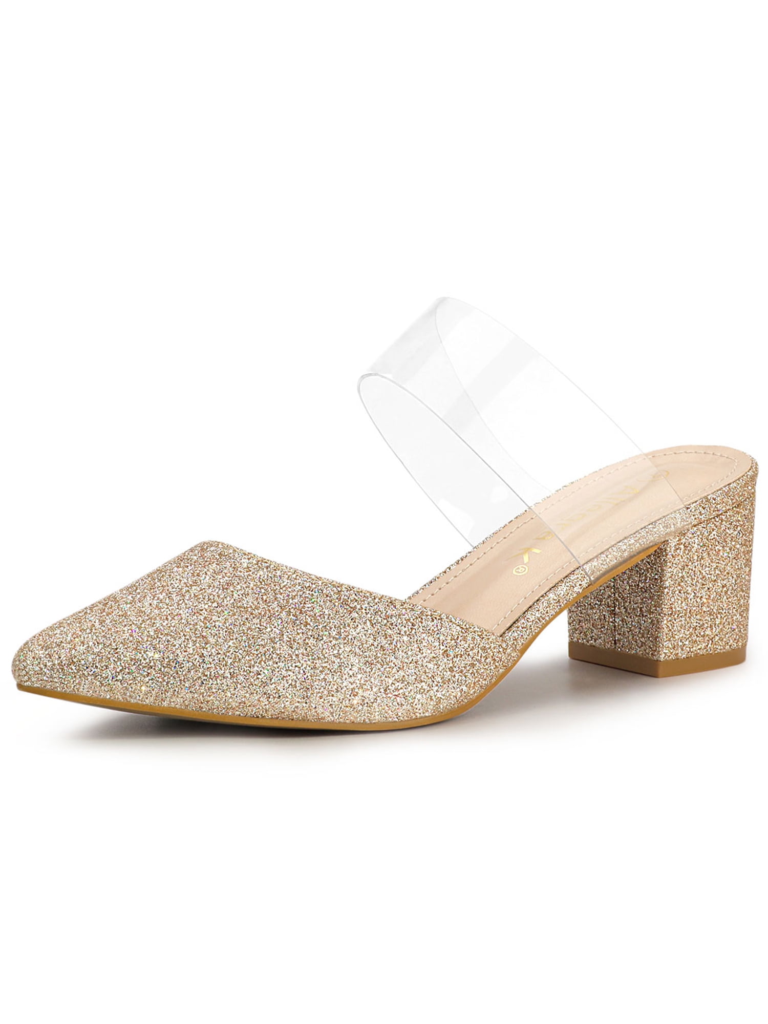 sparkly block heels