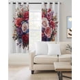 thumbnail image 2 of Red Rose Blackout Curtains 96 Inch Length Spring Pink Purple Flower Floral Watercolor Leaf Thermal Insulated Window Curtain Window Drapes 2 Panels for Bedroom Living Room 52"Wx96"L, 2 of 9