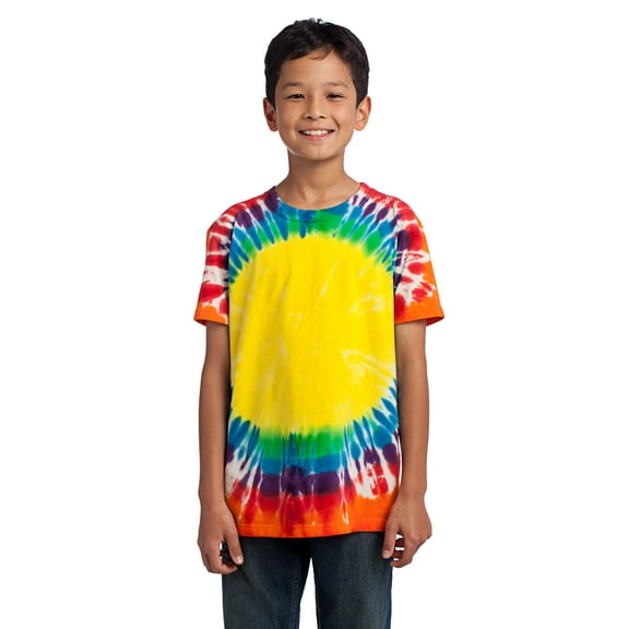 Port & Company Youth Essential Window Tie-Dye Tee. Rainbow. S.
