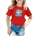 thumbnail image 3 of MUXiin Girls Easter Shirt Size 10 Cartoon Rabbit Short Sleeve T Shirt Top Funny Happy Easter Tee Shirt Summer Clothes for Girls Easter Gifts for Boys(Red,3-4 Years), 3 of 4