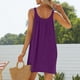 thumbnail image 4 of Vestido de playa para mujer, cubrebañador - viscosa/spandex, sin mangas, corte fluido, vacaciones de verano, 4 of 6