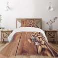 thumbnail image 3 of Ambesonne Rustic Quilted Bedspread Set 2 Pcs, Wooden Table Wine Corks, Twin Size, Brown, 3 of 6