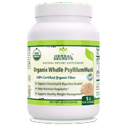 Herbal Secrets USDA Certified Organic Whole Psyllium Husk 16 oz Supplement