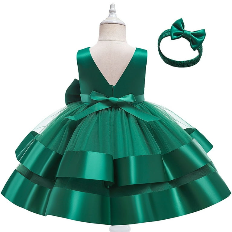 HIPYLO Emerald Green Dress 5t Girls Dresses High Neck Dress Tulle Dress for  Girls Birthday Girl Outfit Baby Gifts Gender Neutral Couple Gift, 5-6 Years  - Walmart.com