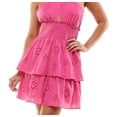 thumbnail image 3 of Speechless Junior's Eyelet Crisscross Halter Dress Pink Size Large, 3 of 3