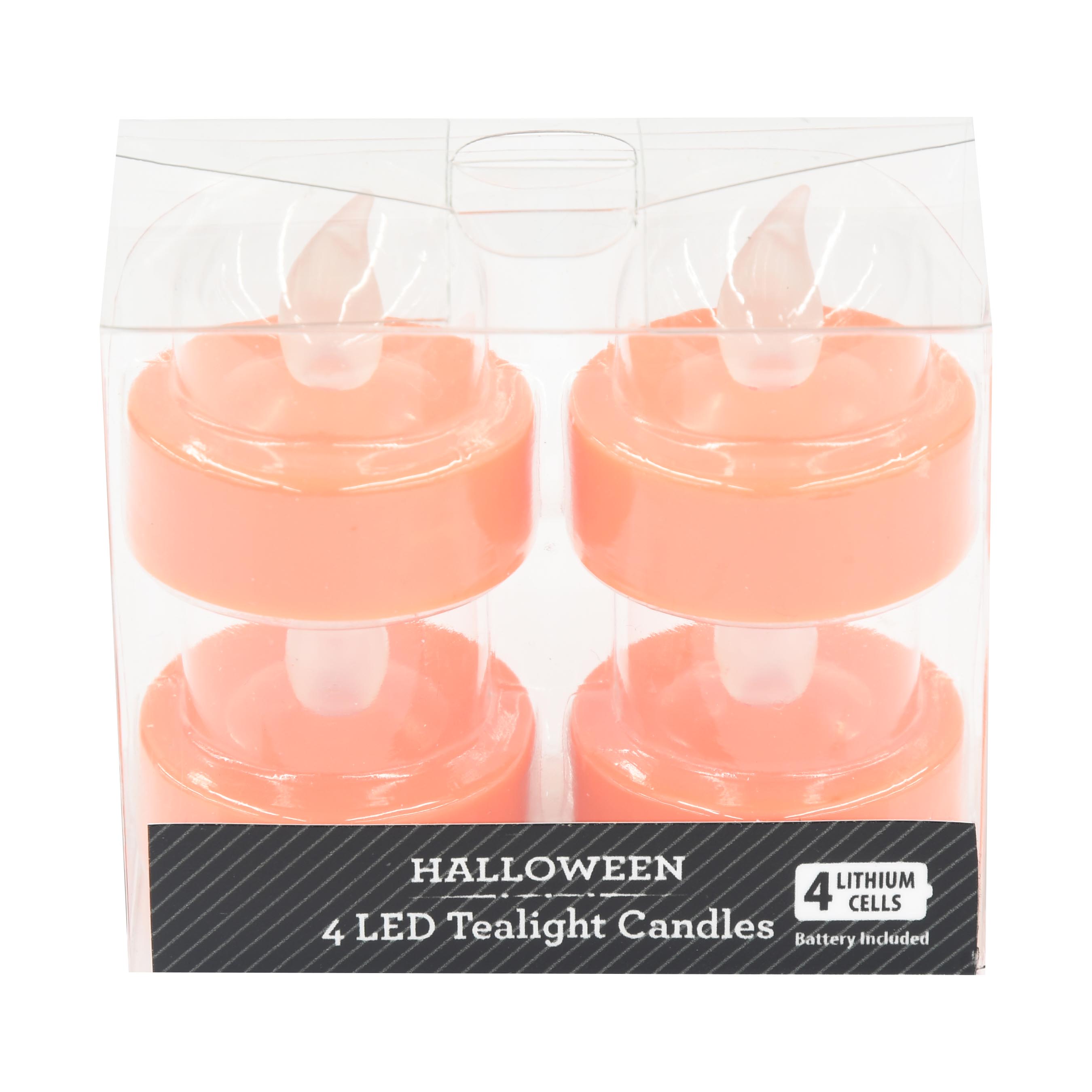 Halloween LED Tealight Candles, Orange, 4 pk