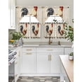 thumbnail image 4 of Retro Rooster Swag Kitchen Curtains Sets for Windows 24 Inch Length, Watercolor Pastoral Animals Buffalo Short Window Curtain Panels Swags Valances and Tiers 3 Piece Set for Cafe/Dining Room, 4 of 5