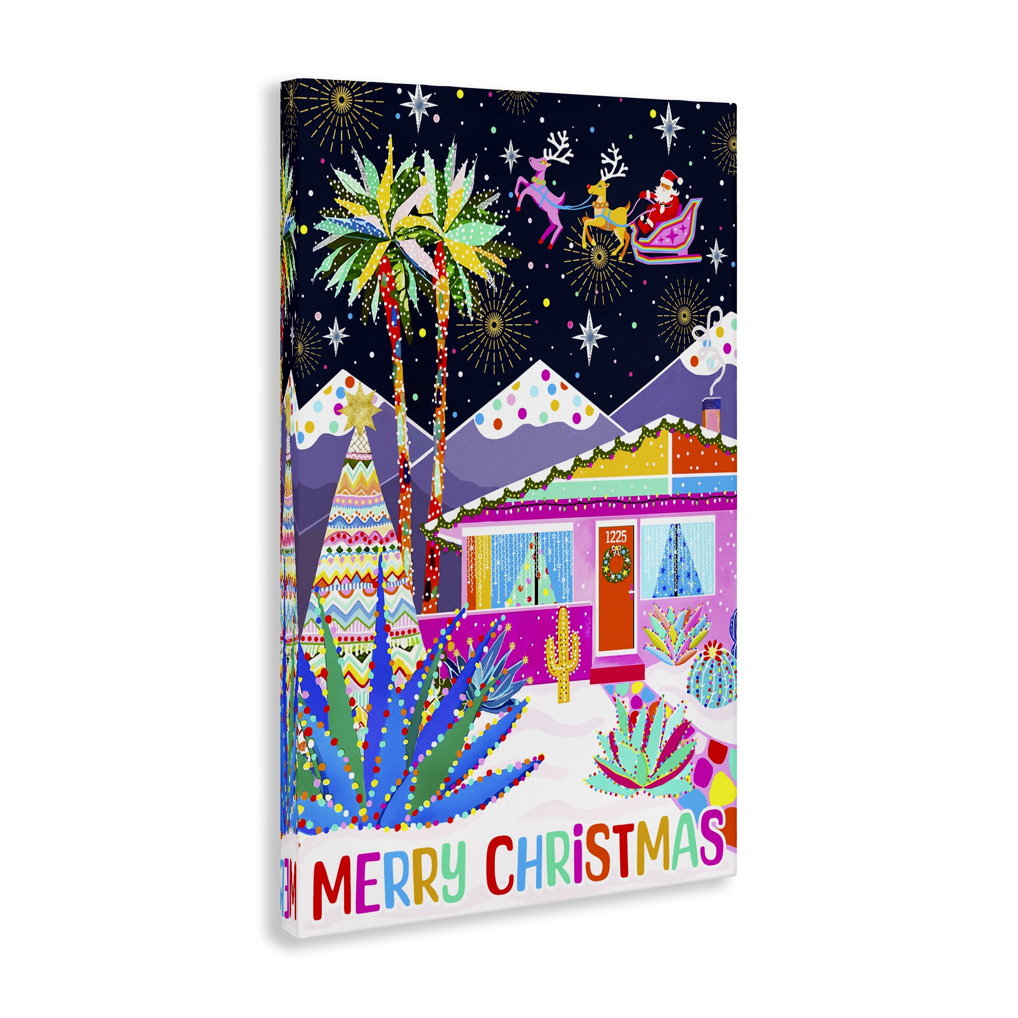 Stupell Industries Whimsical Desert Christmas Holiday Painting Gallery Wrapped Canvas Art Prints Wall Art, 24 x 36