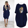 thumbnail image 2 of REDHOTYPE Halloween Rétro Manches Longues Col Rond Midi Robe de Mode Casual Street Style Crâne Imprimé Midi Robe Homewear, 2 of 3