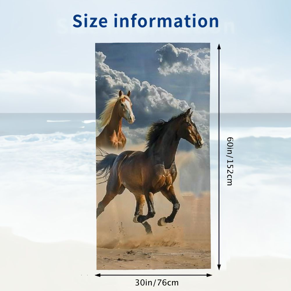 PHYHOO Horse Beach Towel, Animal Large Oversized Beach Towel Lightweight Quick Dry Soft Absorbent Bath Towel, Sand Free Towel for Swimming Travel Sports 30x60in