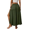 thumbnail image 7 of GUACER Womens Boho Tiered Maxi Skirt with Side Slit High Waisted Drawstring A-Line Skirt Flowy Summer Beach Swing Long Skirts, 7 of 7