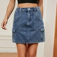thumbnail image 6 of Jean Skirts for Women High Elastic Waisted Trendy Denim Skirt Casual Summer Skorts Skirts with Pockets, 6 of 6