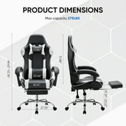 EDX Ergonomic Gaming Chair High Back Office Chair with Lumbar Support and Adjustable Armrests Swivel Racing Chair, Black and White