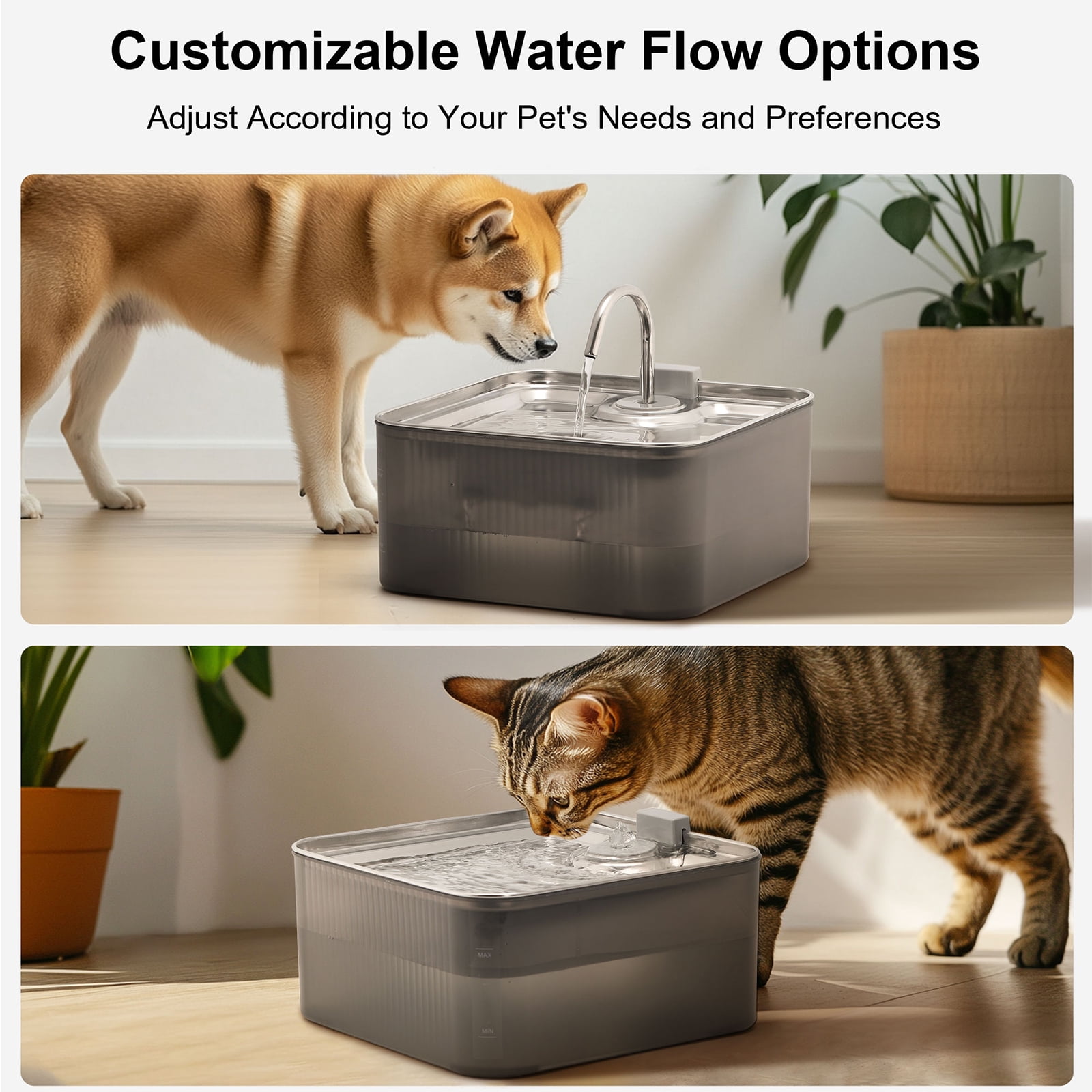 FUKUMARU 7L Dog Fountain Dispenser with 3 Filters, Ultra Quiet Dog Water Fountain, Stainless