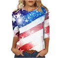 thumbnail image 2 of TrendVibe365 Independence Day T Shirt Womens Summer Stars Stripes Independence Day Shirts Casual 3/4 Sleeve Patriontic Tunic Tops Fashion Crew Neck 1776 Clothes Spring Outfits, 2 of 5