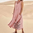 thumbnail image 3 of Nmnitkp Womens Maxi Dress Floral Scoop Neck Beach Sundress Ruched Oversized A-Line Long Dress Sleeveless Plus Size Sundress with Pockets S-XXXXXL, 3 of 6
