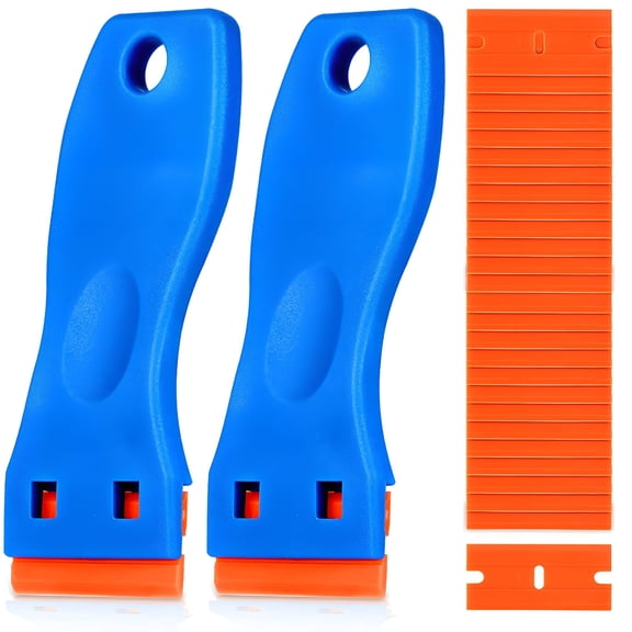 ACDANC Razor Blade Scraper,2PCS Scraper Tool with 60PCS Blades,Cleaning Scraper Remover for Stickers,Decals,Adhesive,Labels,Paint,Glass,Car,Window,Stove Top,Caulk,No Scratches