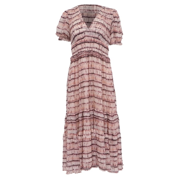 Pre-Owned Ulla Johnson Elodie V-Neck Midi Dress in Pink Silk