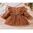 thumbnail image 3 of EIMELI Bébé Fille Robe d'Automne Volant à Manches Longues Solide une Ligne Robes Princesse Hiver Robe Vêtements Tenue Marron 3-6 Mois, 3 of 8