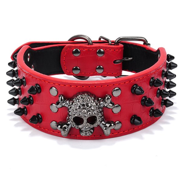 Collar de cuero con tachuelas para perros de entrenamiento, deporte, paseo, impermeable, perros medianos MFZFUKR CPB-US-YY385-3