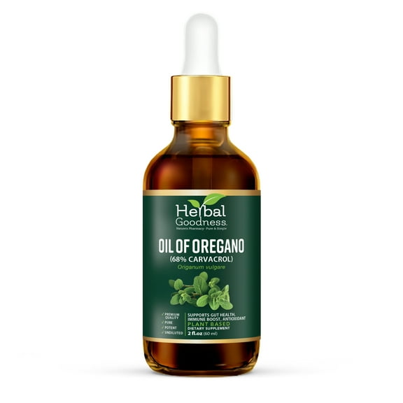 Oil of Oregano Drops, Organic Supplement, Aceite de Oregano, Virgin Olive Oil, for Immune & Digestive Support- 2oz - Herbal Goodness