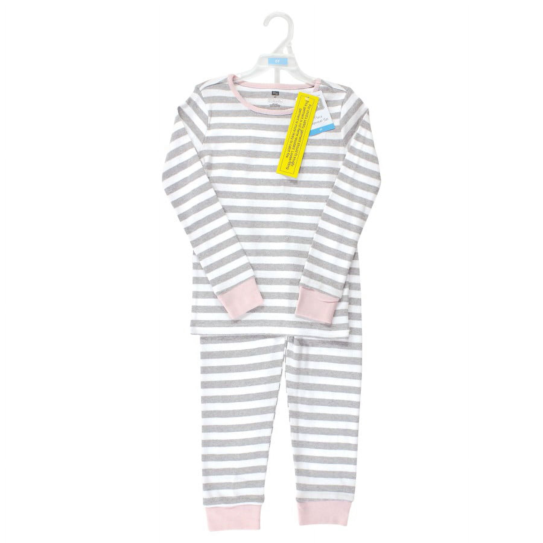Hudson Baby Infant Girl Cotton Pajama Set, Gray Stripe Pink, 18-24 Months