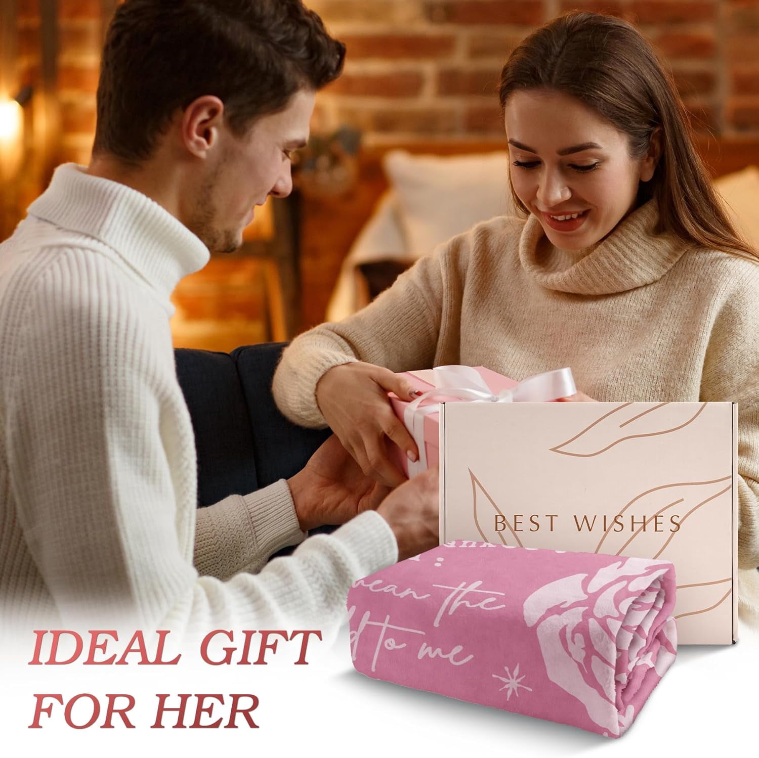 Afterprints Romantic Gifts for Her Girlfriend Wife I Love You Blanket Anniversary Christmas Birthday Gifts for Women Soft Throw Blankets with Rose Print 50” x 60''