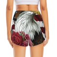 thumbnail image 3 of Picia Eagle With Hat And Roses Pattern Women's 2 in 1 Athletic Running Shorts High Waisted Workout Casual Gym Sweat Shorts with Comfy Liner Zipper Pockets-Small, 3 of 9