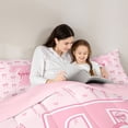 thumbnail image 4 of Erosebridal Pink T Personalized Initial Queen Comforter Set 3pcs For Girls Teens,Kawaii Ribbon Bow Knot Girl Bedding Comforter Set,Pink Reversible, 4 of 6
