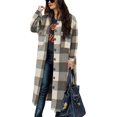 thumbnail image 1 of GHSDFBB Women's Lounge Lapel Button Up Long Sleeve Plaid Long Shirt Jacket Shacket, 1 of 7