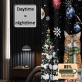 thumbnail image 3 of Black Christmas Blackout Curtains for Bedroom/Living Room, Pinch Pleated Black Out Curtains, Snowman Poinsettia Cat Snowy Pine Branch Room Darkening Window Drapes with Hooks 2 Panels, 39"x70", 3 of 8