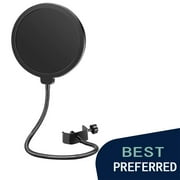 MEKBOK Professional Microphone Pop Filter Shield Compatible with Blue Yeti and Any Other Microphone, Dual Layered Wind Pop Screen With A Flexible 360 Degree Gooseneck Clip Stabilizing Arm-black