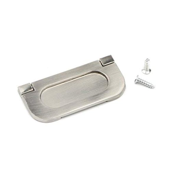 Pxyelec Lot de 4 Poignées de Tiroir en Alliage de Zinc Encastrées Argent Anneau de Chasse Poignée de Tiroir d'Armoire Poignées de Tiroir de Placard Poignée Cachée 2.52 Pouces(64mm) Trou
