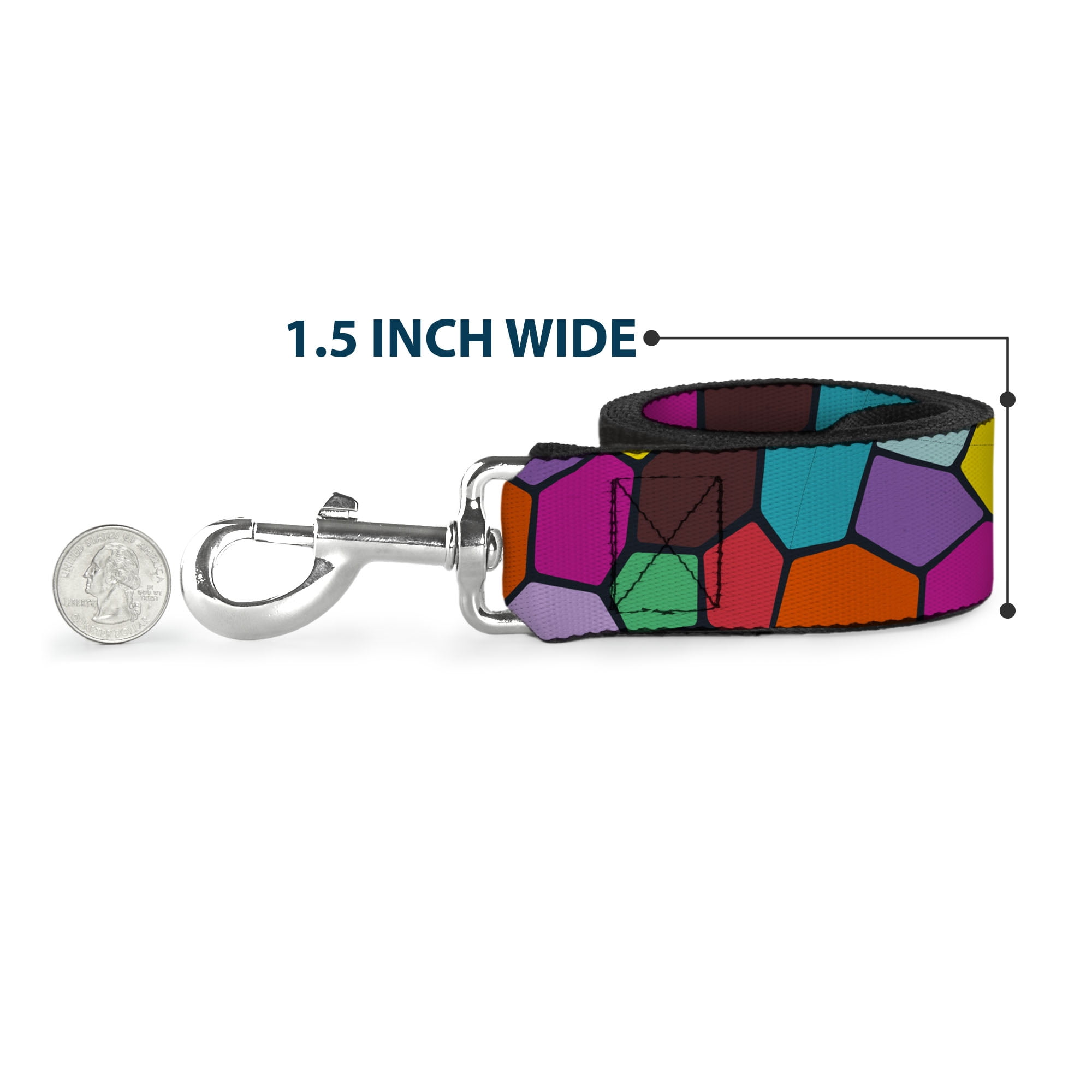 Buckle-Down Pet Leash, Dog Leash, Stained Glass Mosaic Multi Color Navy, 6 Feet Long 1.0 Inch Wide