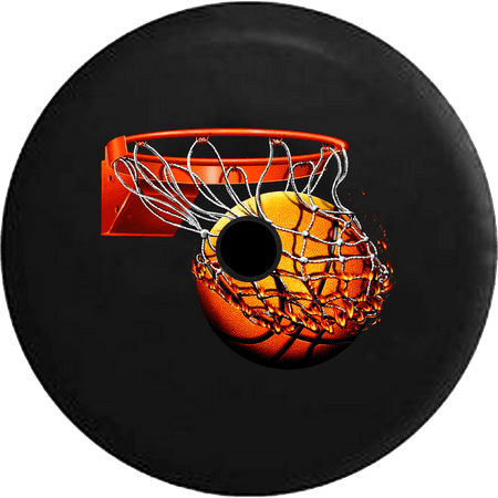 2018 2019 Wrangler JL Backup Camera Basketball Flaming Net Rim Spare Tire Cover for Jeep RV 33 (Best Spare Ball 2019)
