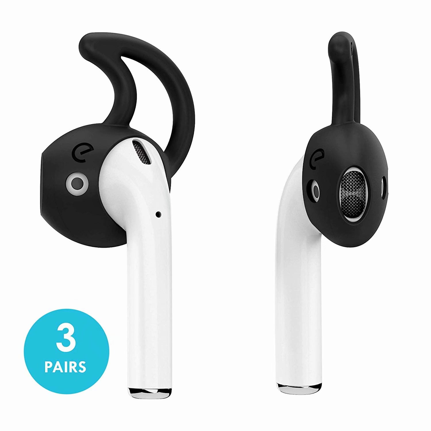 EarBuddyz 2.0 Ear Hooks and Covers Accessories Compatible with Apple  AirPods or EarPods Headphones/Earphones/Earbuds (3 Pairs) (Black)