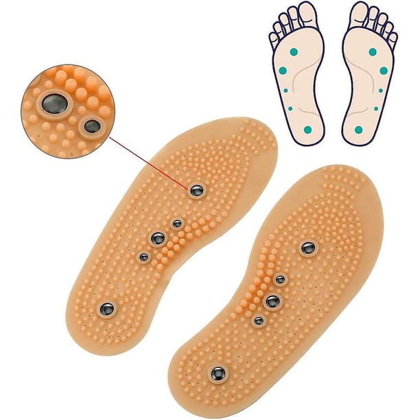 2 pares de plantillas de terapia magnética Plantillas de masaje transpirables para estimular los puntos de presión La acupresión y los reflejos aumentan la circulación sanguínea (35-39)